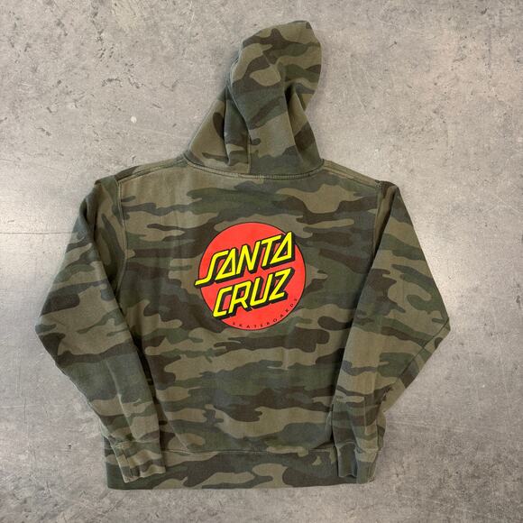 Vintage Y2K Santa Cruz Camo Surf Classic Dot Pullover Hoodie Sweatshirt Small - Picture 1 of 5
